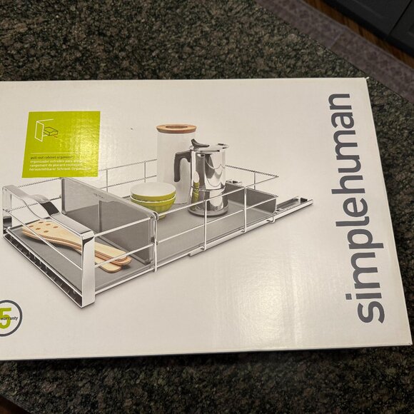 New! simplehuman 14" Pull-Out Cabinet Organizer, Heavy-Gauge Steel Frame, gray - Picture 1 of 3